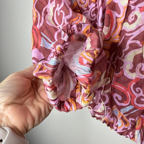 NEW‎ NWT A.L.C. Katherine Printed Off-The-Shoulder Crop Top Medium Linen Resort - Picture 5 of 11